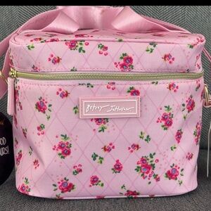 Betsey Johnson Pink Floral Quilted Cosmetic Case
